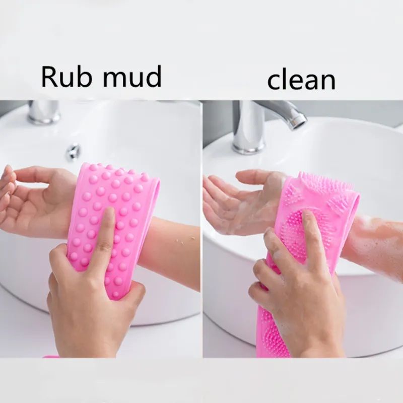 Silicone Bath Body Brush, Exfoliating Long Silicone Body Back Scrubber, Easy To Clean, Lathers Well, Eco Friendly, Long Lasting