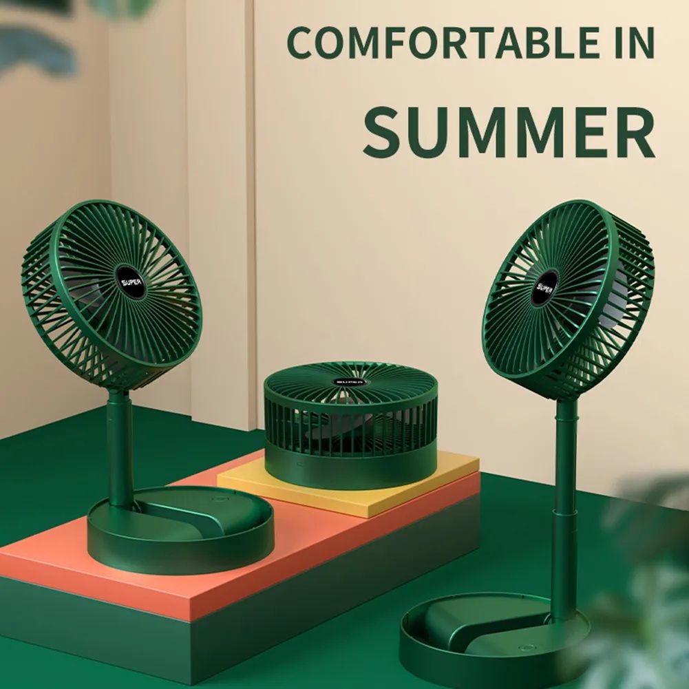 3 Speed Big Size Rechargeable Mini Folding Telescopic Fan USB Rechargeable Floor Fan For Student Dormitory Home Outdoor Camping Office Small Desktop Mini Fan