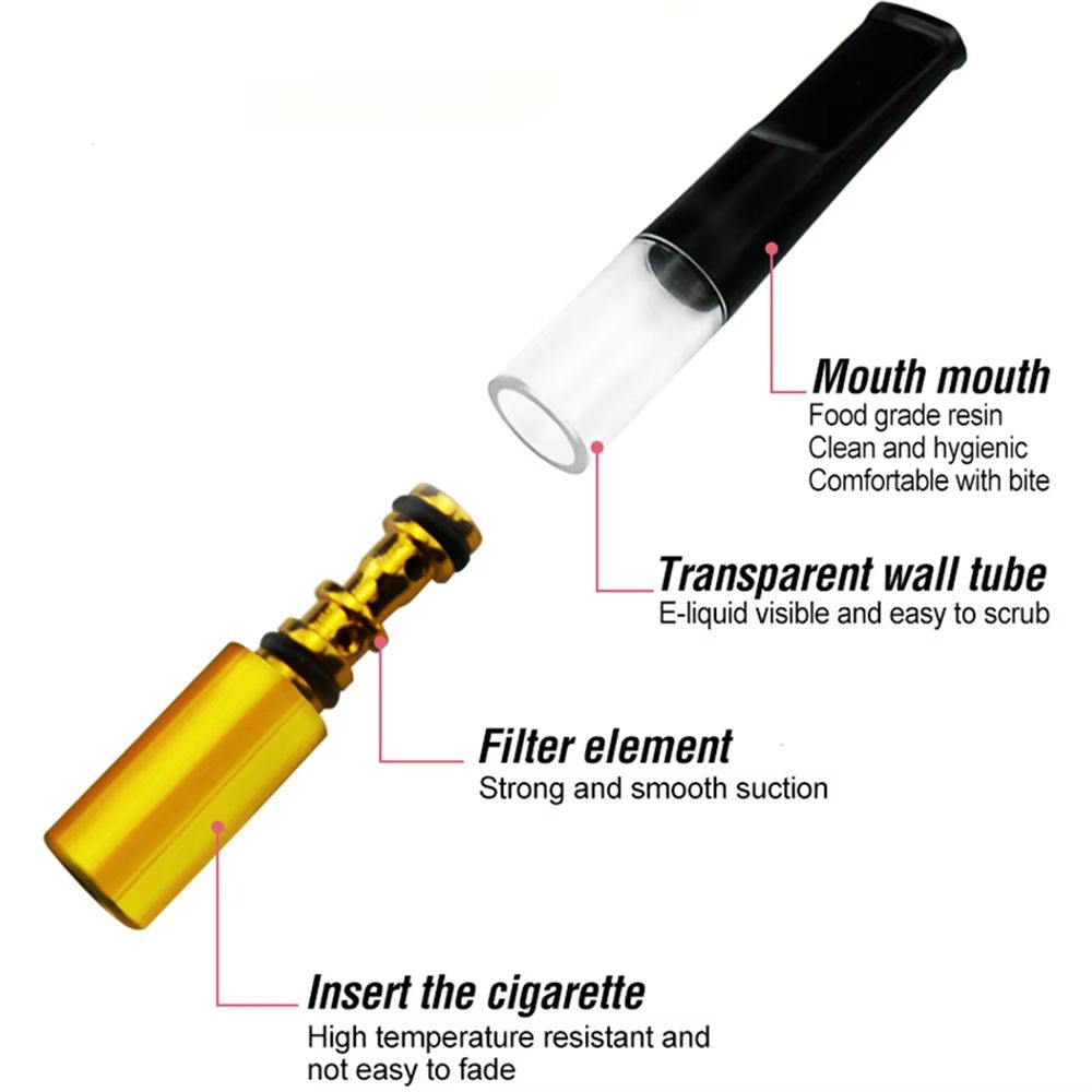 Pack of 2 - Mini Filtration Tobacco Tar Filter Cleanable Microfilter Cigarette Holder Recyclable Smoke Mouthpiece Filtration Smoking Gadgets