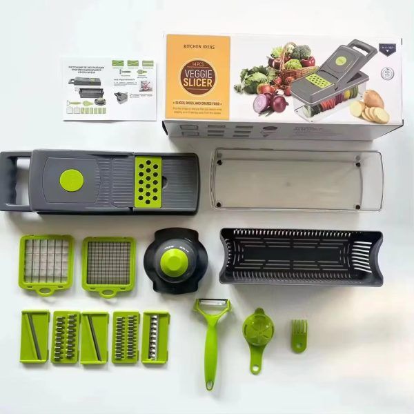 16 IN1 Mandoline Slicer Veggie Food Chopper Vegetable Cutter Tomato Carrot Grater Cheese French Onion Shredders Kitchen Tool