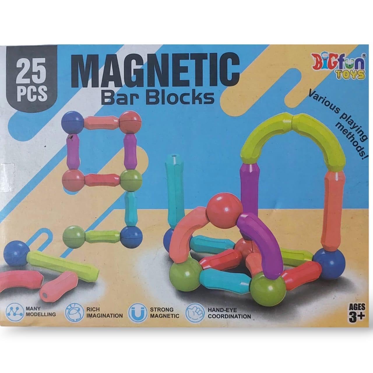 Magnetic Bar Blocks (25 Pieces) Construction Set For Brain Development