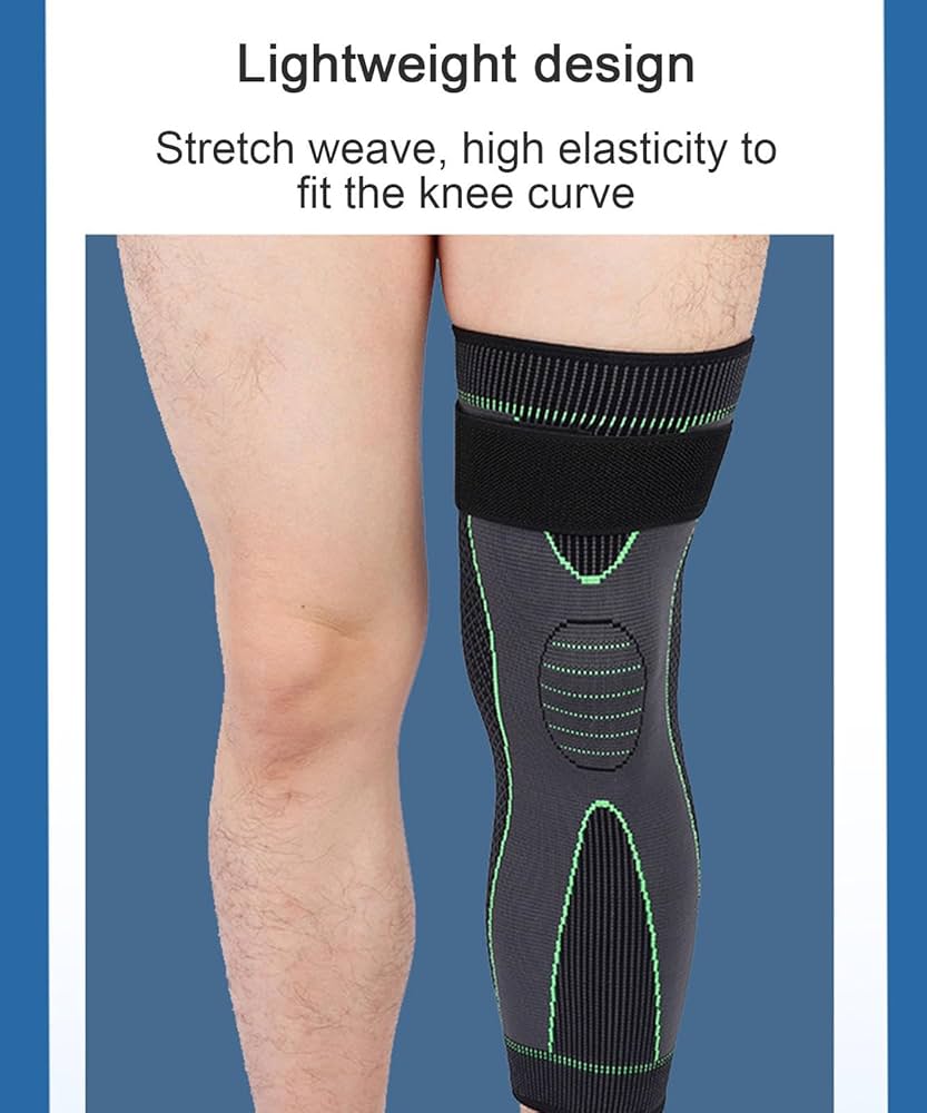 Strapped Knee Pads, Knitted Extended Knee Braces and Leg Pads, Knee Sleeve for Basketball Cycling Running, Sports Knee Supports