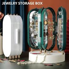 Foldable Jewelry Organizer With Mirror Earrings and Necklace Hanging Holder Beautiful Dustproof Display Jewellery Box