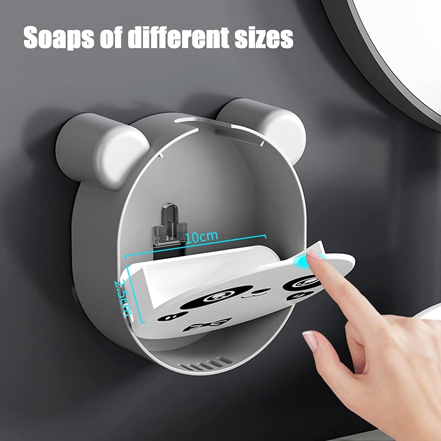 Cute Panda Soap Dish Holder With Drain Wall Mounted Soap Box