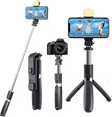R1s Bluetooth Selfie Sticks with Remote and Selfie Light 3-in-1 Multifunctional Selfie Stick Tripod Stand Mobile Stand Compatible with All Phones 360° Rotation Long Selfie Stick with LED Fill Light