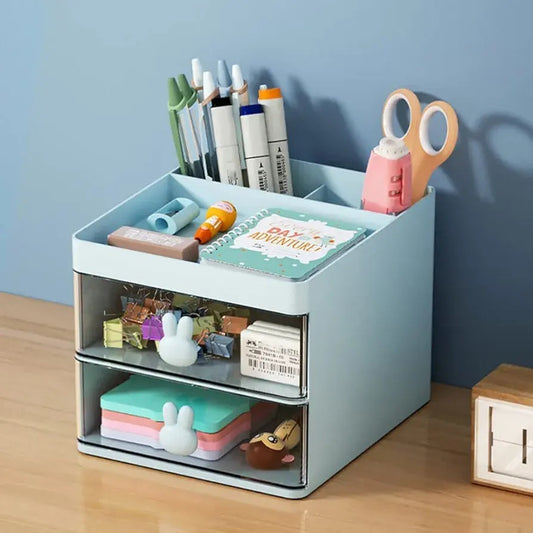 Rabbit Desk Organizer Makeup and Stationery Storage Box with Drawers BPA Free