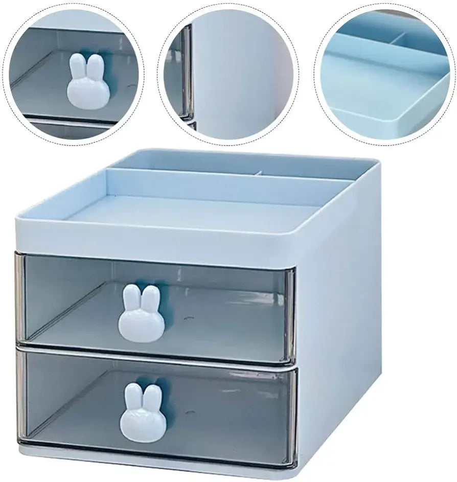 Rabbit Desk Organizer Makeup and Stationery Storage Box with Drawers BPA Free