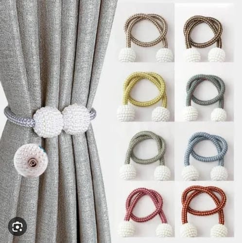 1 Pair Random Color Magnetic Curtain Tieback Curtains Holder Convenient Drape Tie Backs Pearl Decorative Rope Holdback Holder