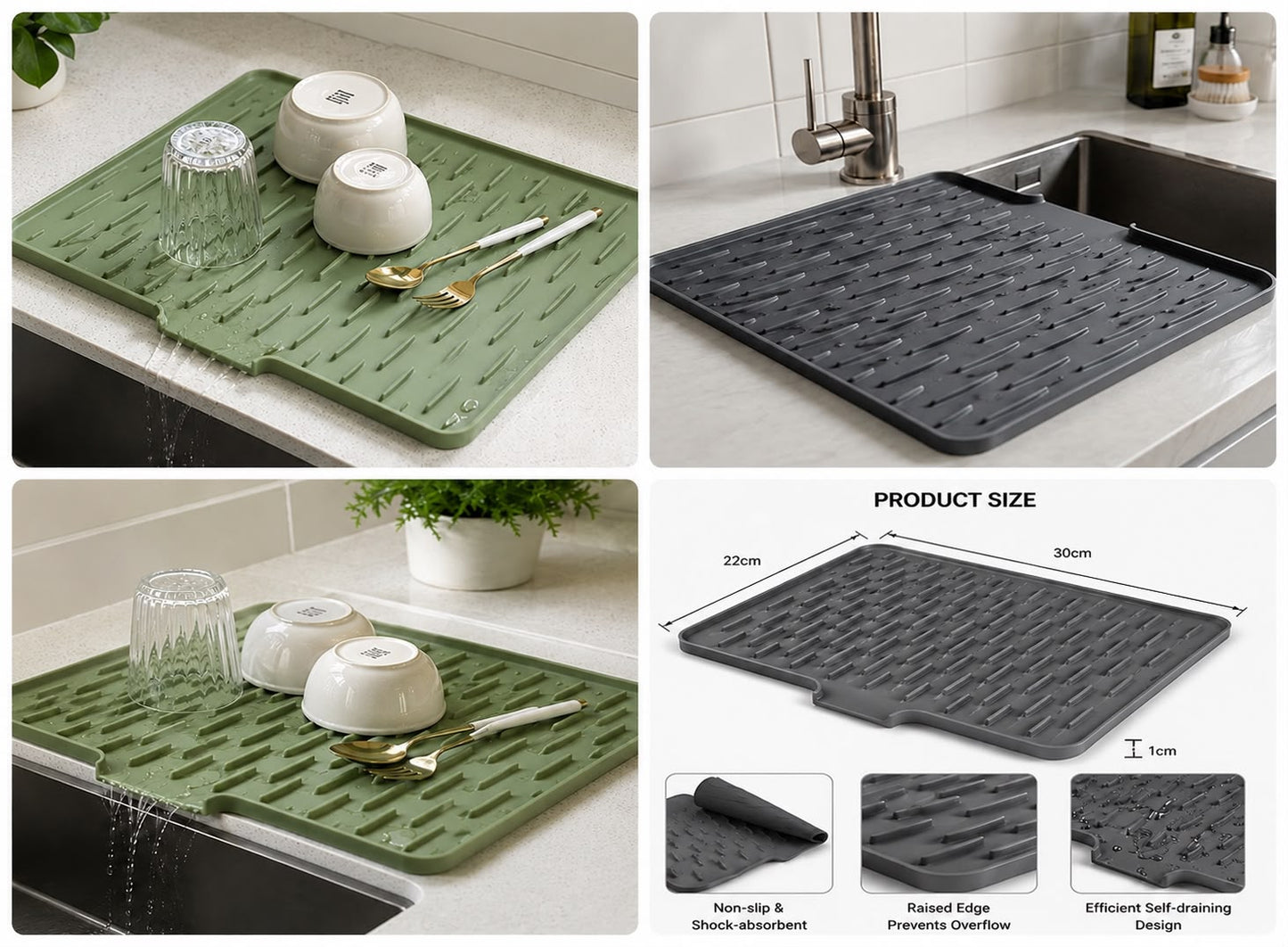 Kitchen Sink Drying Mat | Fast Water Absorbent Dish Drying Pad