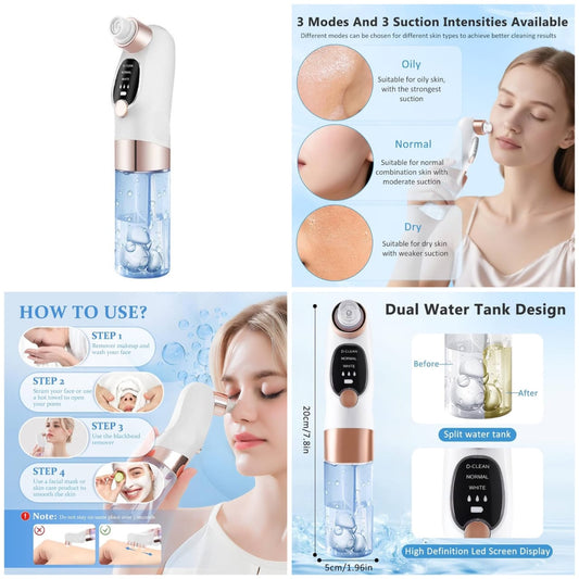 Water Cycle Blackhead Pore Cleanser 3 Adjustable Suction 6 Modes