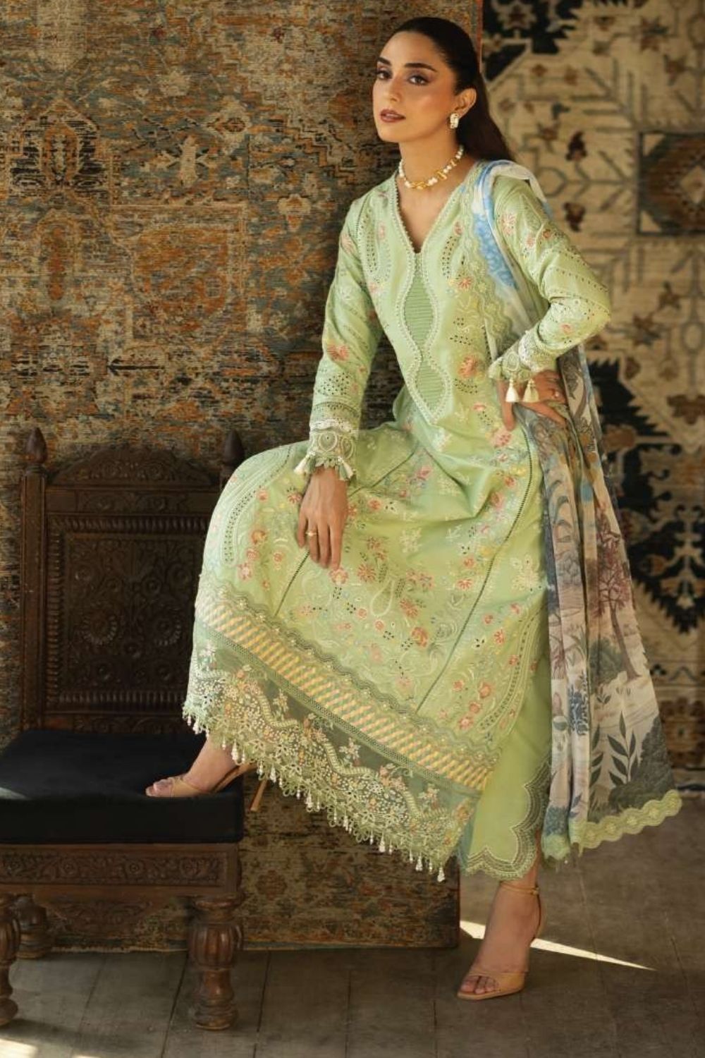 Imrozia | Serene 3 Pc Unstitched Embroidered Lawn Suit SL-152 Aylin