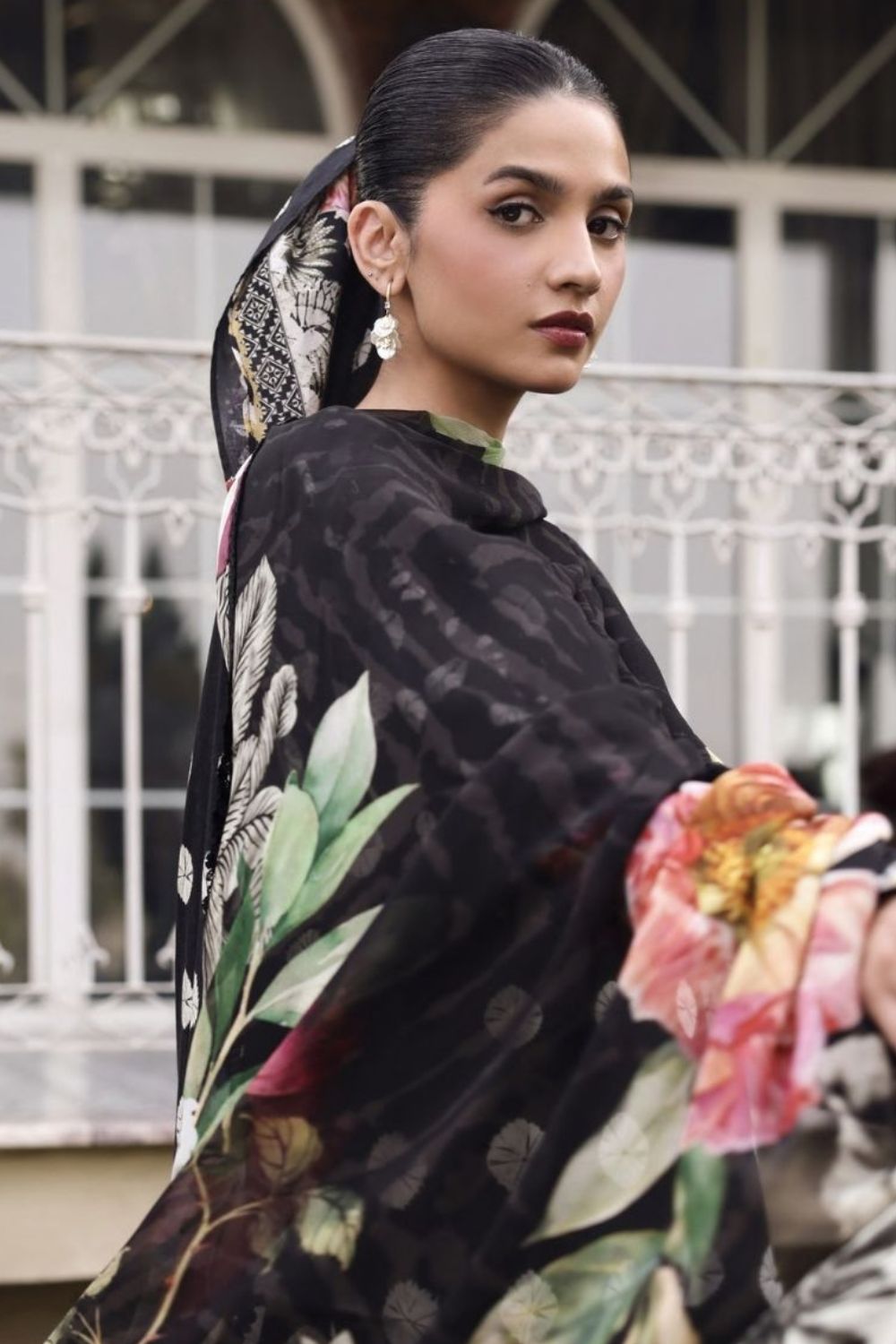Elaf Premium 3Pc Unstitched Belladore Printed Chiffon Suit EPA-1B QUEEN