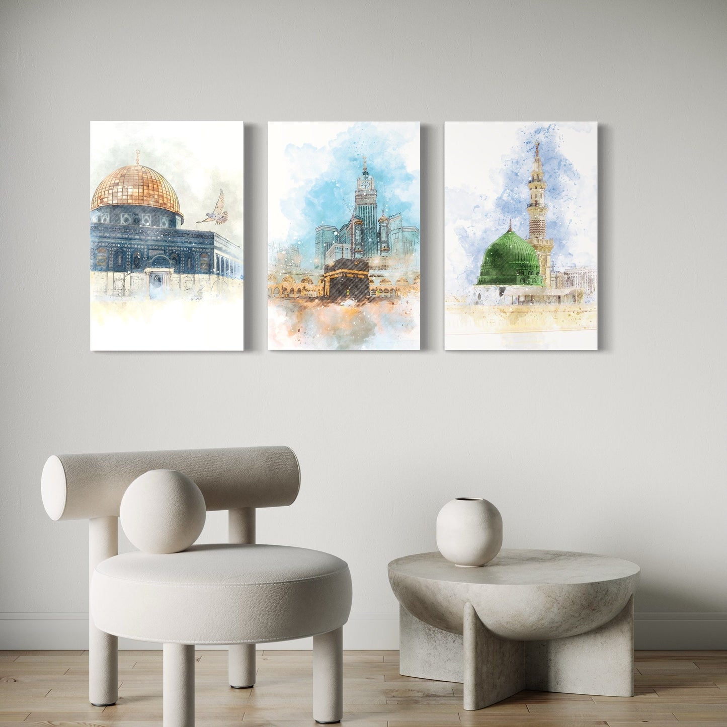 Set of 3 Premium Wall Art Photo Tiles – Modern Home Decor Sets 8x11