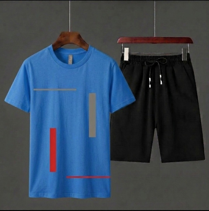Pack of 2 Tracksuit 1 PCs shirt & 1 PCs short HY Boutique Men's Summer shirt & Shorts Tracksuit Set – Lightweight & Comfortable Casual Wear (Size Medium)