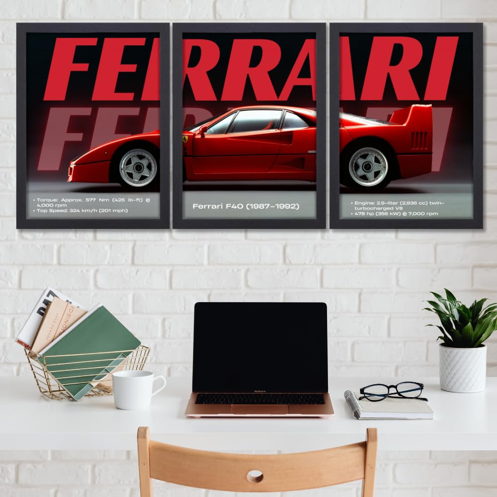 3 Pc Ferrari Wall Décor Photo Tiles | Low Quality