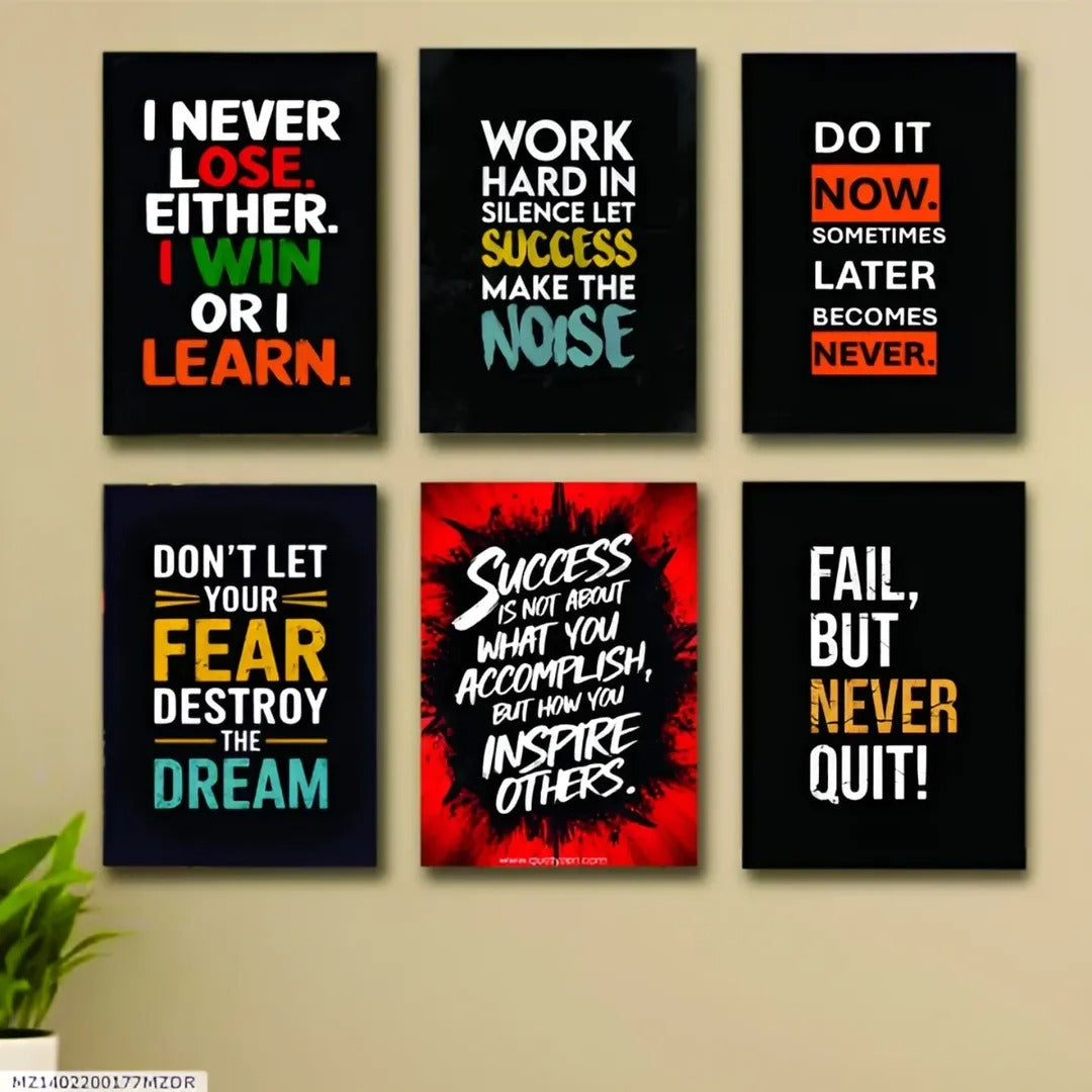 Set of 6 Motivational Wall Art Wooden Phototile Frames for Wall Decor