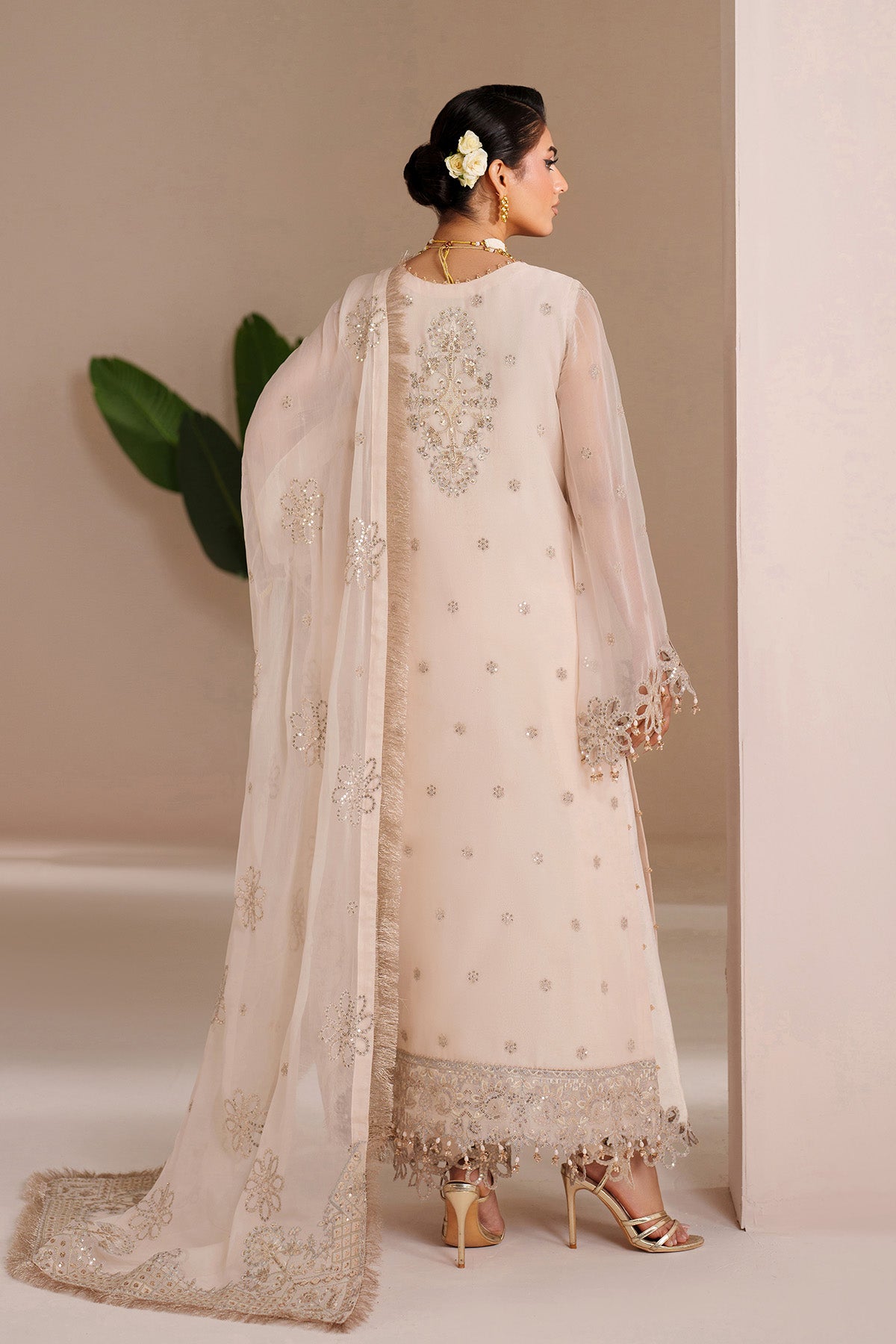 Mika | Hand-Embroidered Bamber Chiffon Suit with Raw Silk Trousers | MIKA