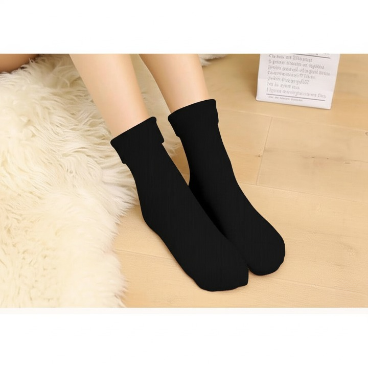 Women’s Woolen Quarter Socks – Pack of 2 , Soft & Warm Winter Wear, Elegant Style, Flexible Size, Comfortable Daily Use, Available in Black & Skin Colors (1 Pair) - Black