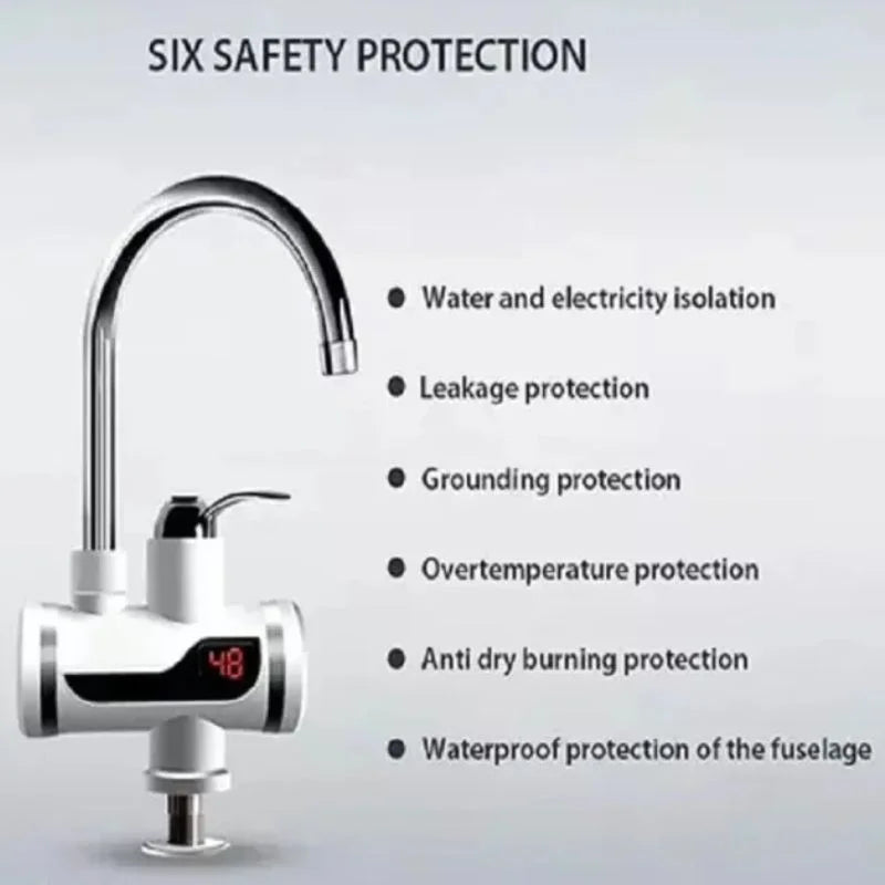 Premium Electric Instant Heating Faucet | Digital Temperature Display | Metal handle | Kitchen & Bathroom Hot Water Tap