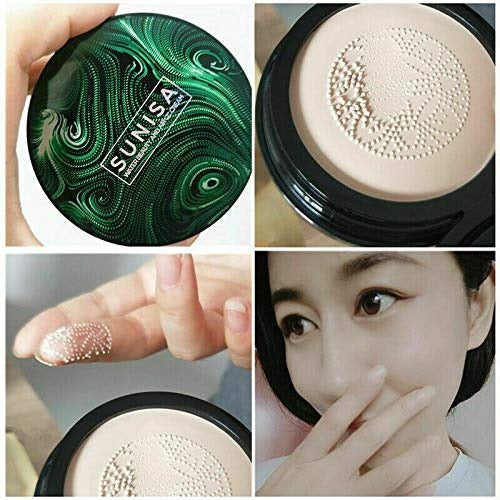 3 in 1 Makeup Deal Sunisa Foundation Base 20g Waterproof Mushroom Head Air Cushion BB Cream Nude Liquid Foundations +yanqina 36H liner + 5 in 1 lipstick Pen - Shade 1 (RED)