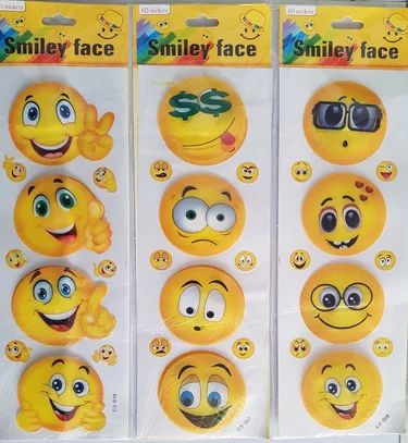 SMILY STICKERS DIFFERENT EMOJIS IN ONE PACKETS CUTE EMOJI SMILY STICKER FOR KIDS USE FOR DECORATION OR HOME-DECOR (pack of 8 pcs )