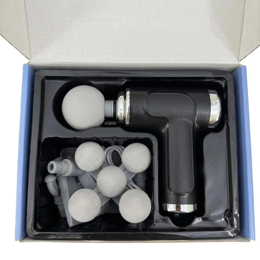 Five Head Massage Gun | Rechargeable Deep Tissue Muscle Massager | 9 Massage Heads | 6 Speed Levels | Model BLD-780 | Random color