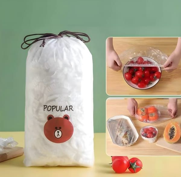 100Pcs Disposable Plastic Bag Food Cover Wrap Elastic Food Bags Lids For Fruit Bowls Cup Cap Storage Kitchen organizer Fresh Keeping Saver Bag