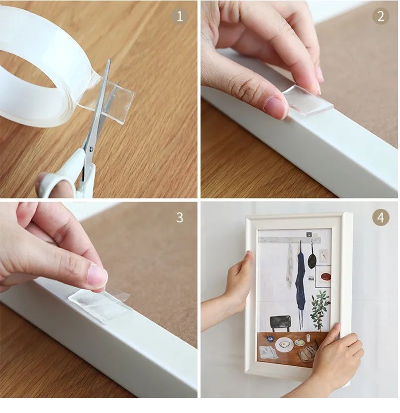 Double Sided Tape for Walls Heavy Duty Removable Mounting Tape Strong Adhesive Washable and Reusable Tape Wall Tape for Picture Photo Carpet Decoration Poster Tape Roll
