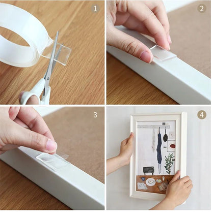 Double Sided Tape for Walls Heavy Duty Removable Mounting Tape Strong Adhesive Washable and Reusable Tape Wall Tape for Picture Photo Carpet Decoration Poster Tape Roll
