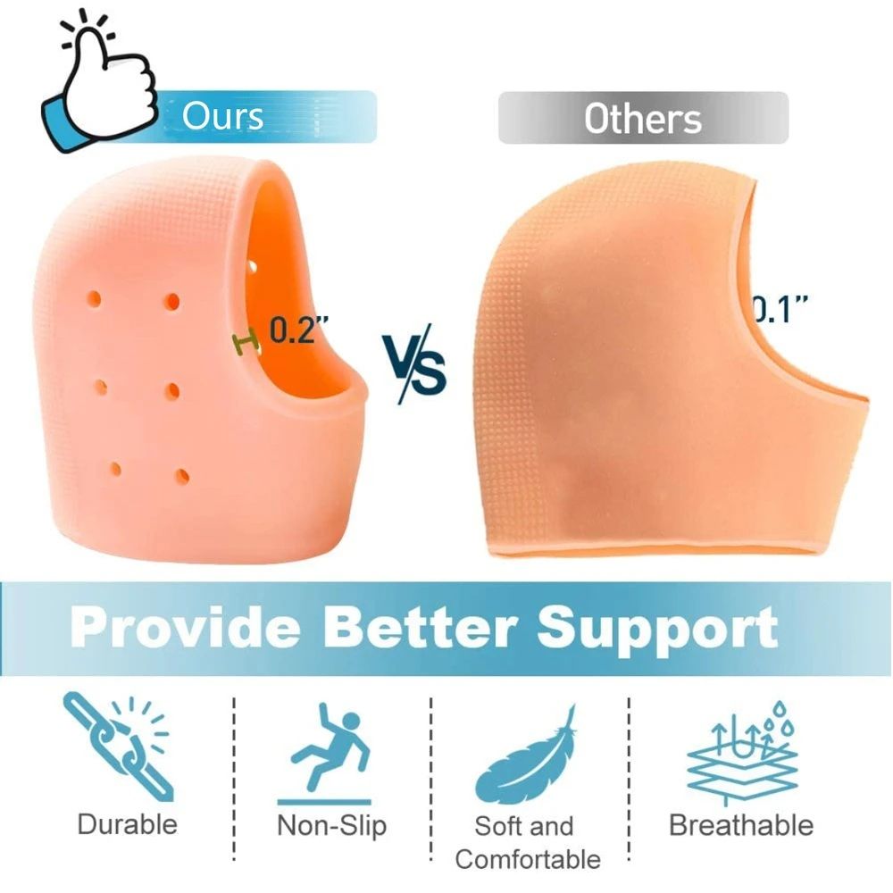 Silicone Heel Pads, Anti Crack Heel Protector, Heel Protectors Set, Silicone Half Heel Anti Crack Covers, Silicone Moisturizing Gel Heel Anti-Crack Socks