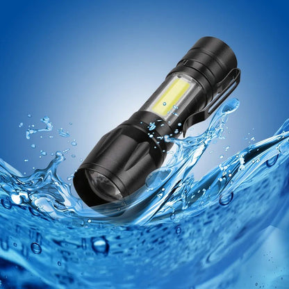 Torch - Mini LED Micro USB Charging With Cable And Case - USB Charging Powerful Flashlight 3800LM XPE COB Small Rechargeable - Flash Light Zoomab