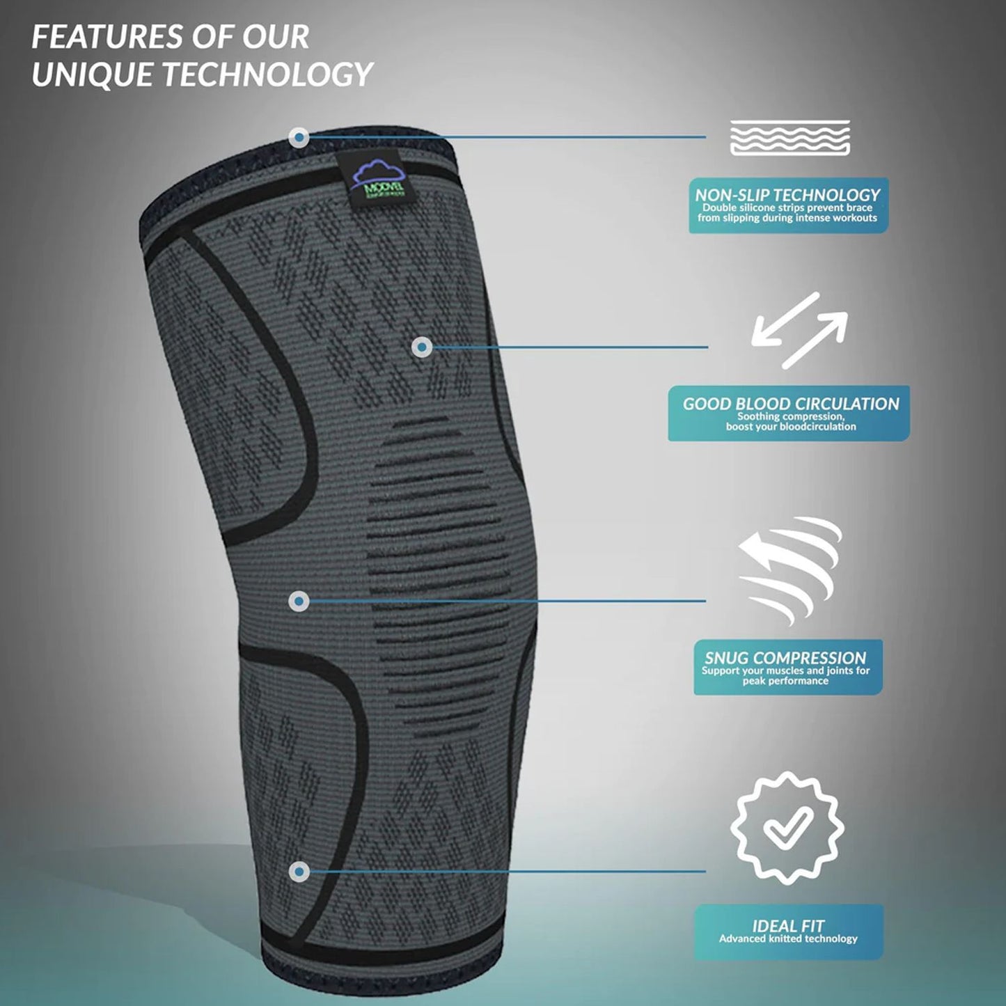 1 PIECE - Knee Support Compression Sleeve Knee Pad, Arthritis Wrap Pad, ACL, Running, Pain Relief, Injury Recovery