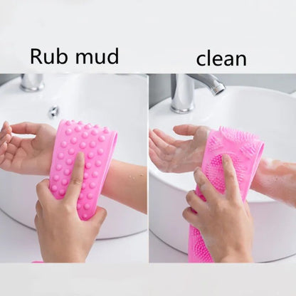 Silicone Bath Body Brush, Exfoliating Long Silicone Body Back Scrubber, Easy To Clean, Lathers Well, Eco Friendly, Long Lasting