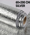 60 X 200 CM Foil Sheet Silver Aluminium Foil Sheet Kitchen Waterproof Self-Adhesive (Silver)