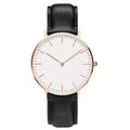 Black DW Leather Strap Men Wrist Watch Analog Brown Leather Luxury Wrist Watch Stainless Steel Smart Watch Leather Straps