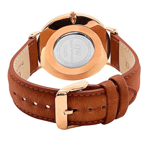 Brown DW Leather Strap Men Wrist Watch Analog Brown Leather Luxury Wrist Watch Stainless Steel Smart Watch Leather Straps