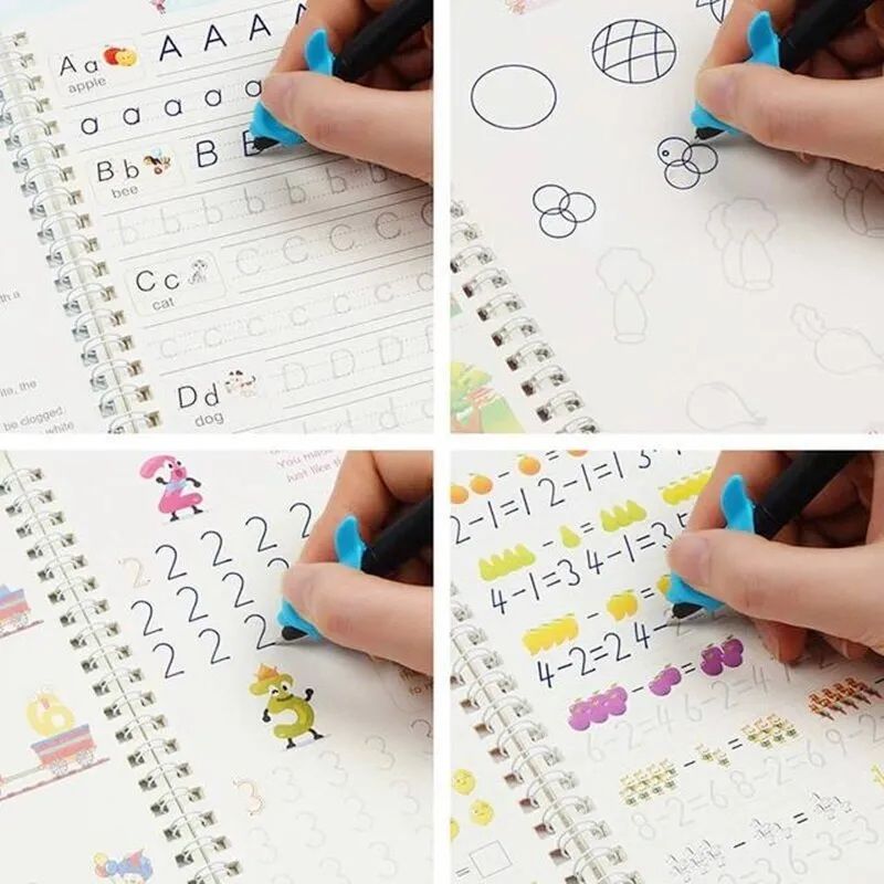Magic Practice Copybook(4 BOOKS) , Magic Book For Montessori Children Tracing Handwriting | First Learning Books For Kids | Preschool