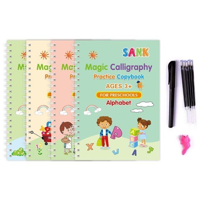 Magic Practice Copybook(4 BOOKS) , Magic Book For Montessori Children Tracing Handwriting | First Learning Books For Kids | Preschool