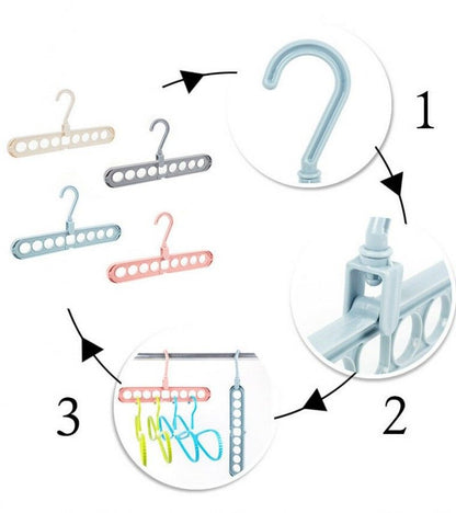 9 Hole Hanger Multifunction Magic Clothes Hanger Organizer 360 Rotate Folding Hangers