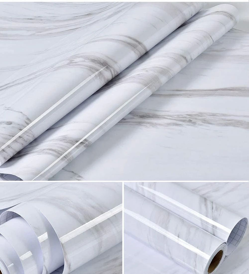 60CMx2M Wall Paper Waterproof Heat Resistant Self Adhesive Anti Oil Kitchen Wallpaper Marble Sheet For Kitchen