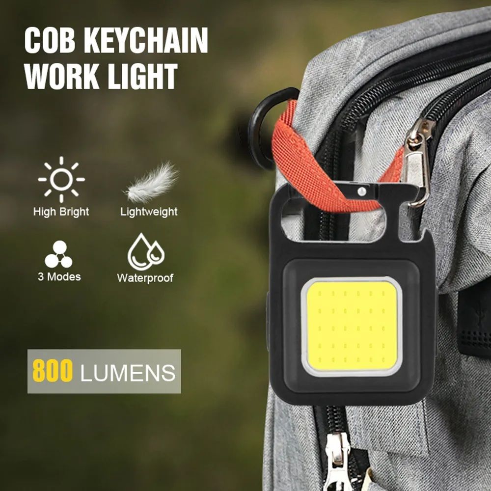 Pocket Flashlight Mini Keychains Work Light New Portable USB LED Rechargeable Outdoor Camping Corkscrew