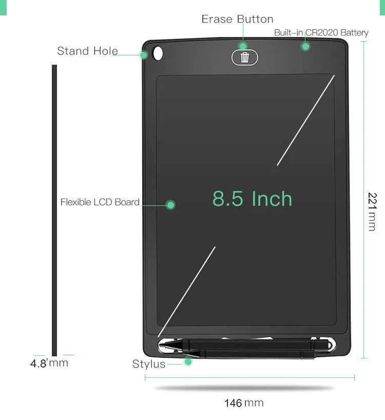 LCD Writing Tablet, Single Color Drawing Tablet With Protect Cover, Kids Drawing Pad 8.5 Inch Doodle Board