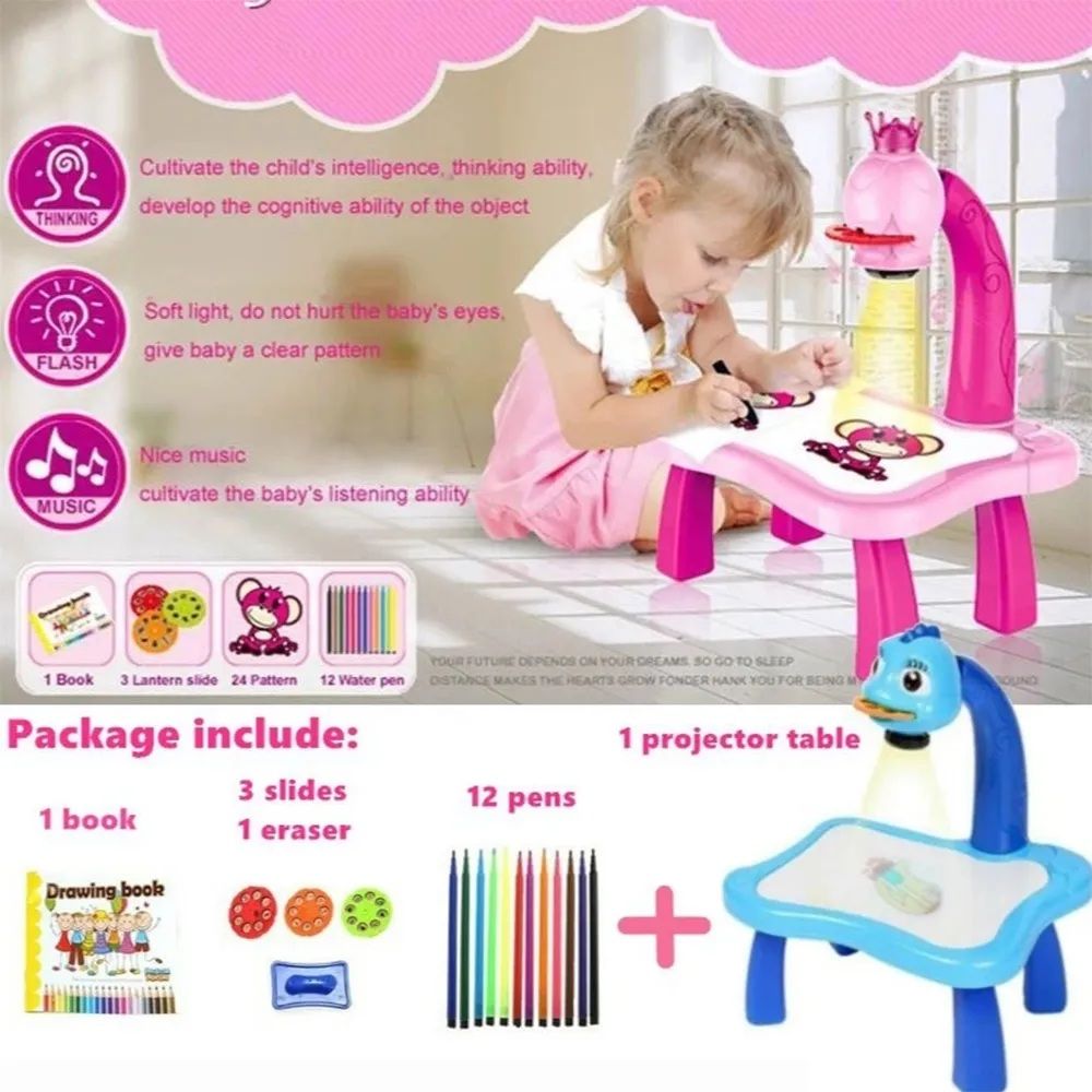Kids Drawing Projector, Trace And Draw Projector Toy Drawing Board Tracing Desk Learn To Draw Sketch Machine Art Tracing Projector