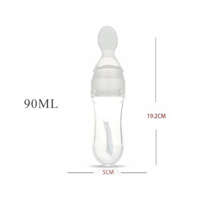 Infant Baby Silica Gel Bottle With A Spoon Newborn Baby Food Supplement Rice Cereal Bottles Milk Feeder