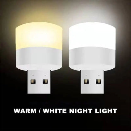 1 Piece USB Lamp Mini LED Night Light Power Bank Charging USB Book Lights Small Round Reading Desk Lamp Bulb