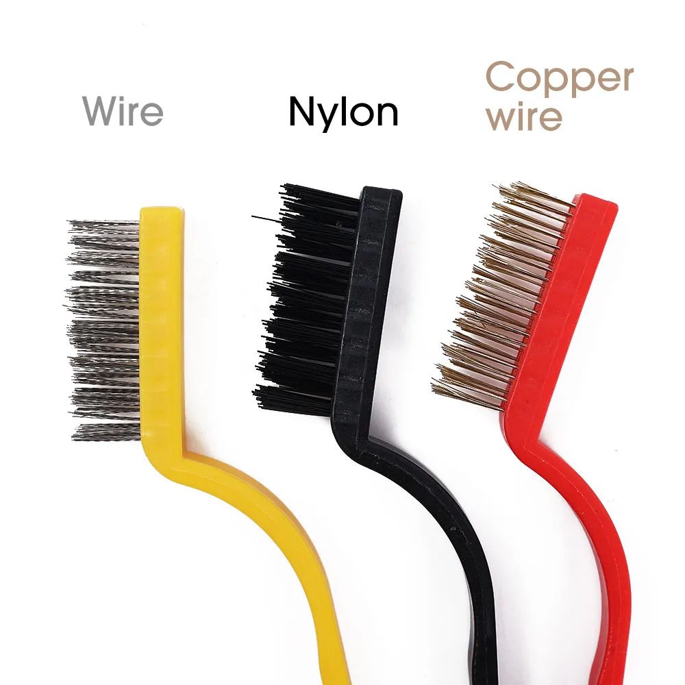 3pcs/Set Gas Stove Cleaning Brush 3style Brush Head Nylon Iron Wire Copper Wire Powerful Decontamination Brush Kitchen Tools