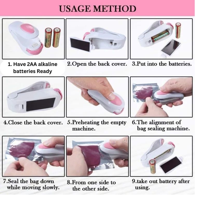 Mini Sealer Small Household Plastic Sealer Snack Moisture-Proof Sealer Portable Plastic Bag Sealer