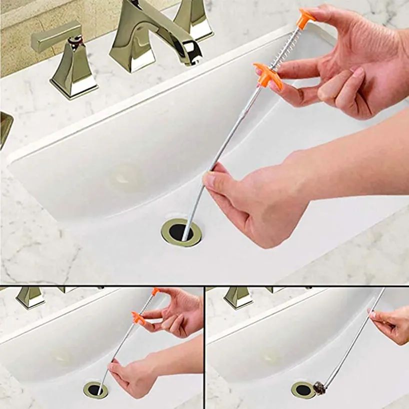 90cm Bendable Drain Clog Dredge Tools Water Sink Cleaning Hook Sewer Dredging Spring Pipe Hair Remover Bathroom Hair Cleaner