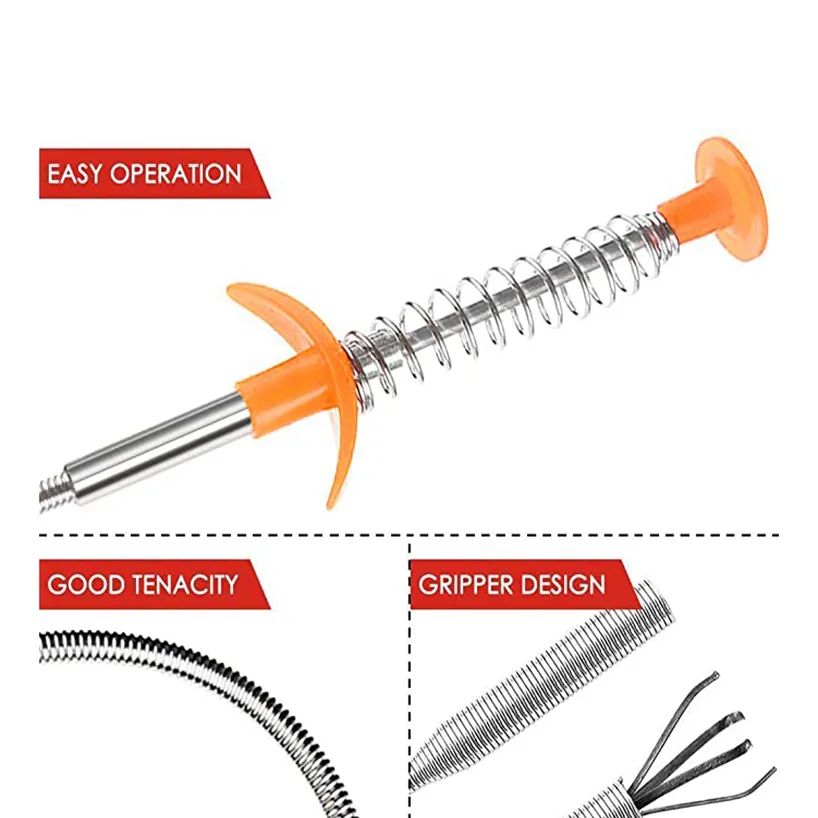 90cm Bendable Drain Clog Dredge Tools Water Sink Cleaning Hook Sewer Dredging Spring Pipe Hair Remover Bathroom Hair Cleaner