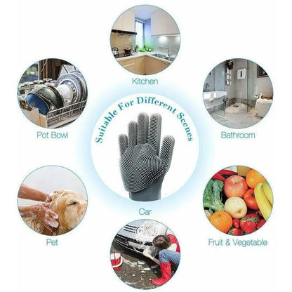 Washing Gloves Silicone Waterproof Insulated Gloves Bathroom Kitchen And Bathroom Cleaning Car Wash Multi-Purpose Gloves